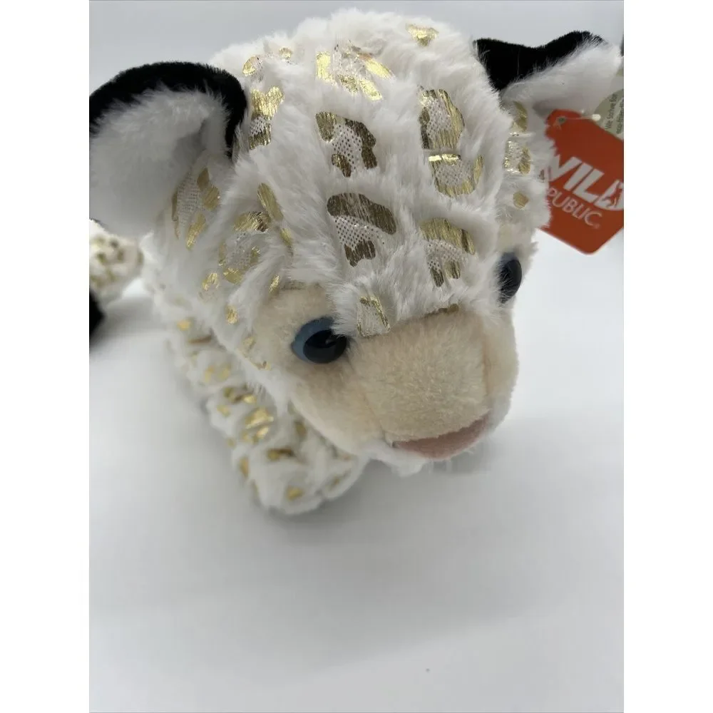 Wild Republic Foilkins‎ White Snow Leopard Gold Spots Plush Stuffed Animal 18